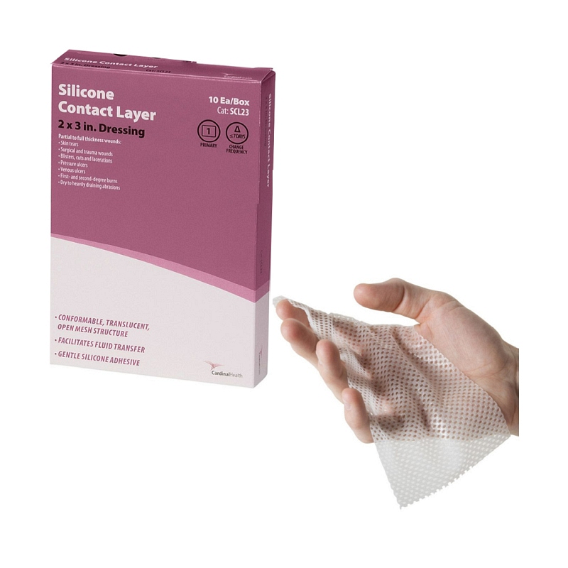 Cardinal Health Silicone Contact Layer 2" x 3".  Sterile