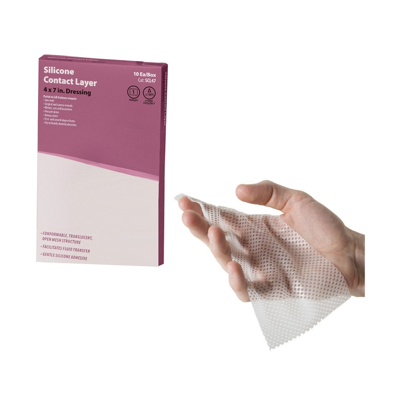 Cardinal Health Silicone Contact Layer 4" x 7".  Sterile