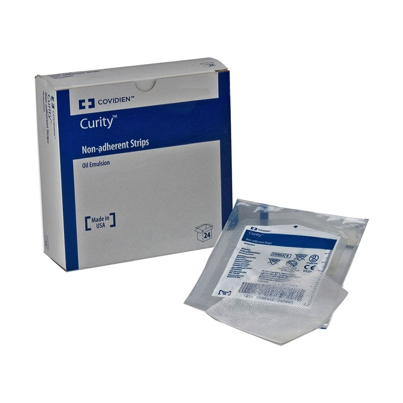 Curity Non-Adhering Oil Emulsion Dressing 3" L x 8" W Rectangle Shape Sterile Highly Absorbent 3's