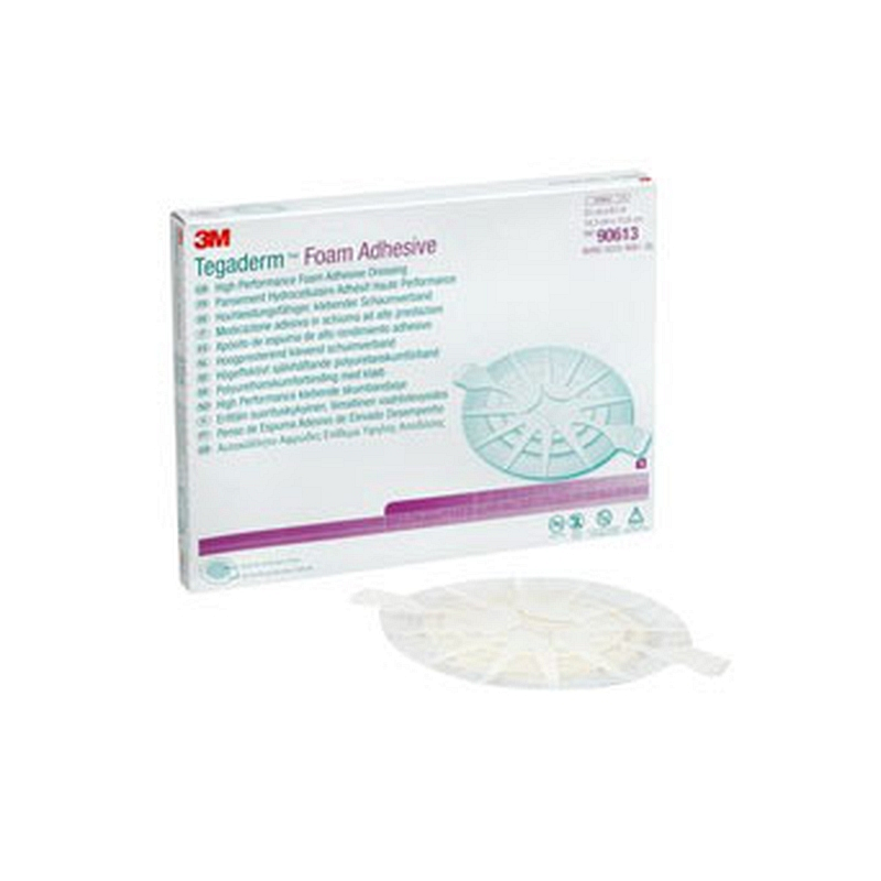Tegaderm High Performance Adhesive Foam Dressing 6-1/8" L x 5-5/8" W Size Medium Oval with 4-1/2" L x 4" W Absorbent Pad