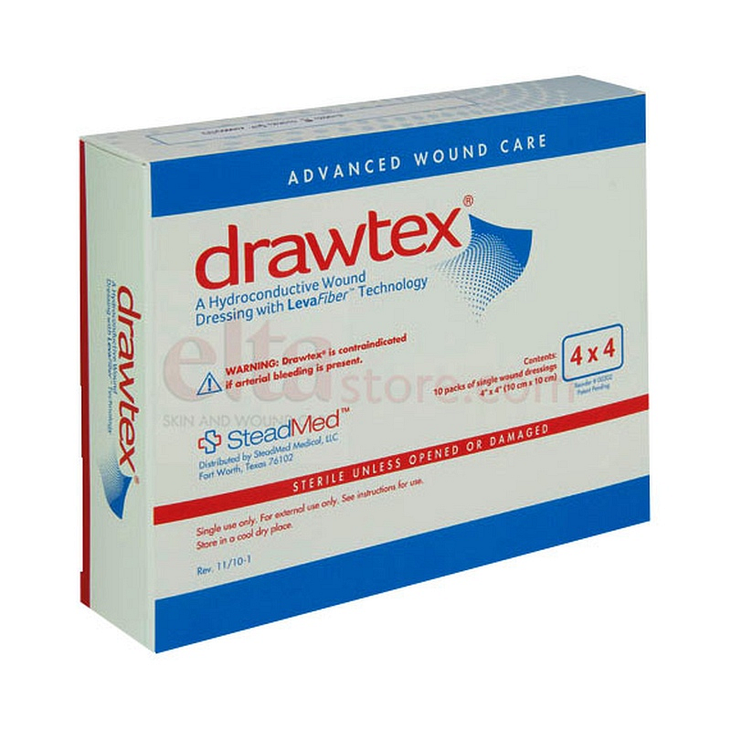 Drawtex hydroconductive dressing with Levafiber
