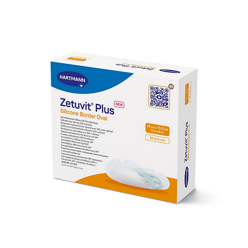 Zetuvit Plus Silicone Border Oval SAP Dressing with Silicone adhesive