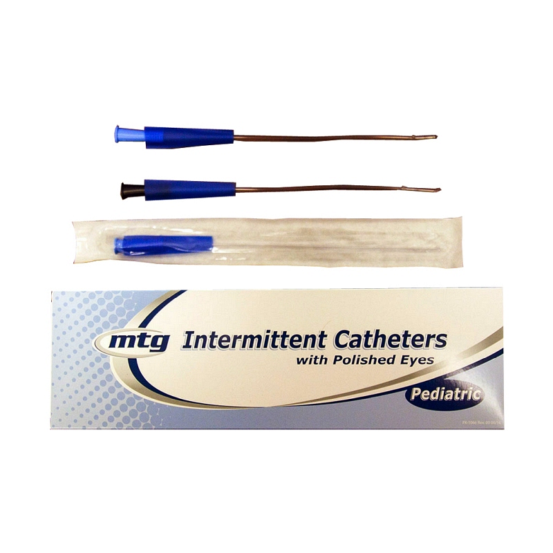 MTG Coude Tip Intermittent Catheters are latex and DEHP-free and have a color coded